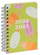 Brepols agenda 2024-2025 - HAPPY - Wire-O - Dagoverzicht - Groen - 11.5 x 16.9 cm