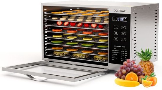 Voedseldehydrator met 5 dienbladen, elektrische fruit- en vleesdroger, BPA- VRIJE voedseldehydrator met 35-75 ℃ instelbaar en 48-uurs timer voor rundvlees, fruit, hondensnacks, kruidendroging white