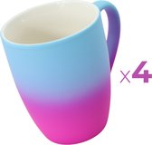 Kleurrijke blauw/hot pink slanke mokken! - 4 stuks - 300ml - Perfect voor koffie, thee of andere warme dranken - Gezellig design - Koffiemok met gradient ontwerp