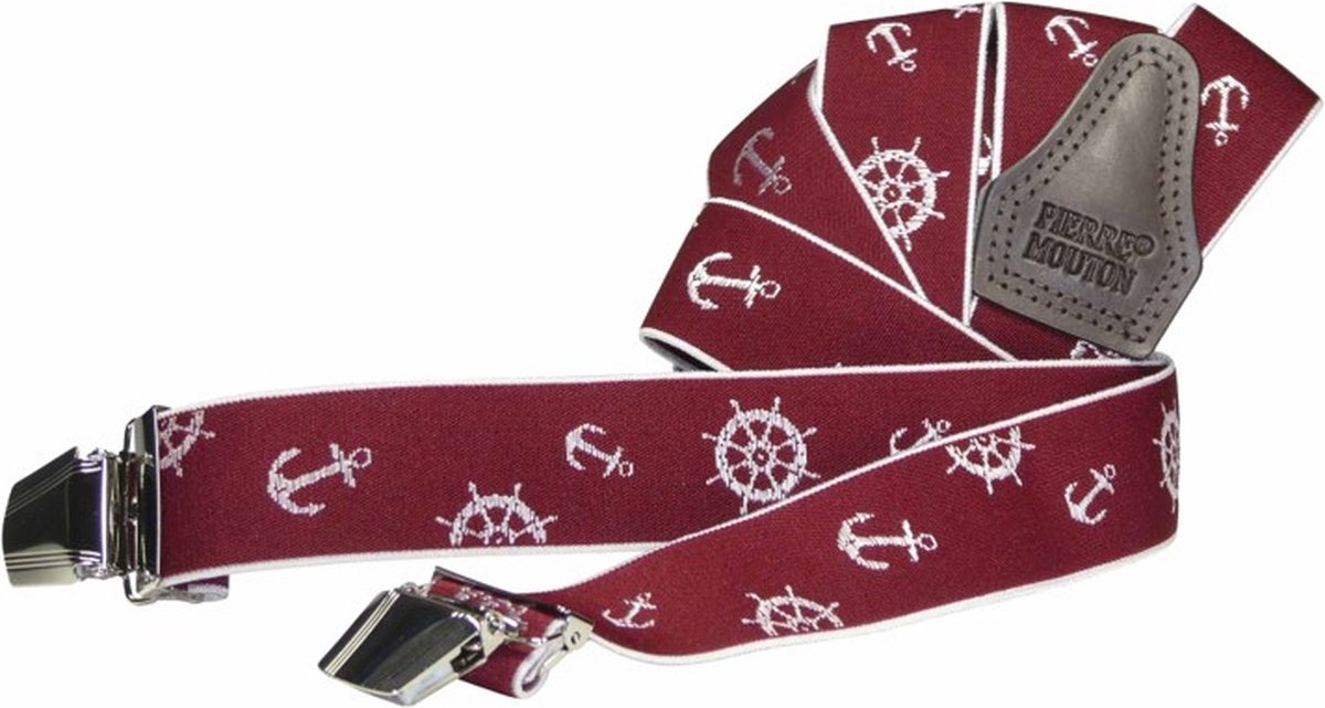 Pierre Mouton Nautica Bretel - Bretels - Volwassenen - Heren - Rood - 120cm - 3 brede clips - M- L