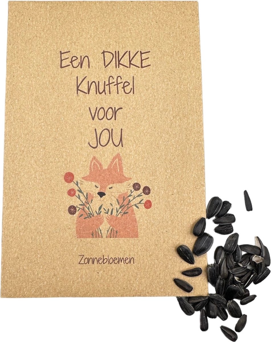 10 stuks, een dikke knuffel, zonnebloemzaden,bloemen,klein kadootje,brievenbuscadeau,green gift,eco,attentie,uitdeelkadootje,