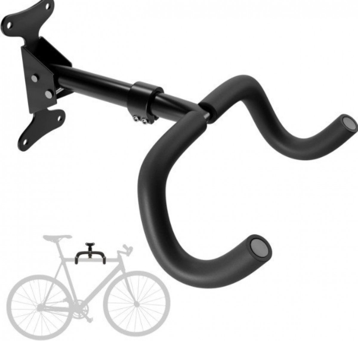 Fiets muurbeugel - Fietsenrek - Wandmontage - Ophangsysteem - Fietsenrek - Legplank voor Helm - Fietshaak - Muurbeugel fiets - Wandmontage - Fietshaak - Fiets Ophangbeugel