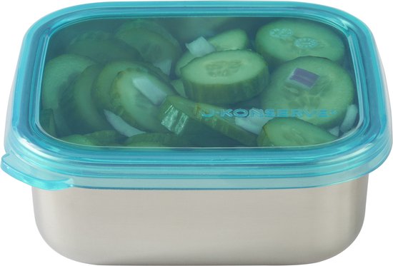U-Konserve - vierkante rvs voedselcontainer met siliconen deksel - small 450ml - island teal
