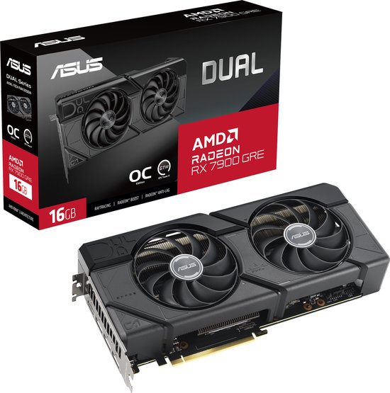 ASUS DUAL Radeon RX 7900 GRE OC Edition - Videokaart - 16GB GDDR6 - PCIe 4.0 x16 - 1x HDMI - 3x DisplayPort