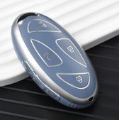 Siliconen Remote Cover Key Case key cover Blauw Grijs voor Hyundai Grandeur GN7 Kona Ioniq