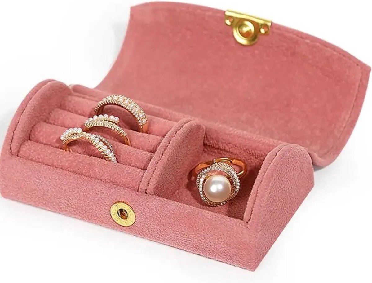Soraro Mini Sieradendoos | Juwelendoos | Roze | Compact | Luxe Sieradendoos | Ring/Oorbellen/Ketting | Sieraden | Juwelen Opberger