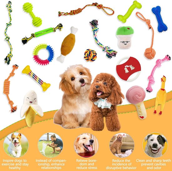 Acecy Hondenspeelgoed, onverwoestbare kauwwortel voor hondenspeelgoed, interactief kauwbot hondenspeelgoed voor grote, middelgrote honden en puppy's