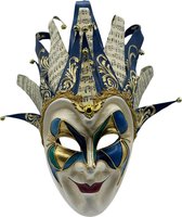 Joker masker blauw - als gedragen door dj Boris Brejcha - Venetiaans masker joker blauw