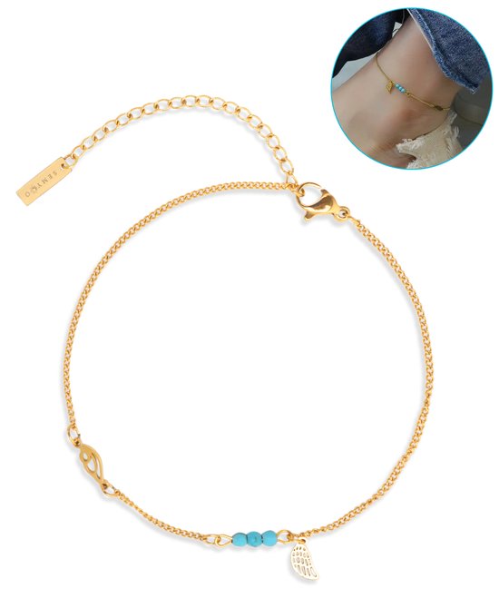 Semyco® Bracelet de Cheville Or 18 Carats - Bracelets de cheville Or Femme - Cadeau Pour Femme - Ajustable - Lyra