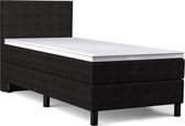 Beddenbriljant Boxspring Bravo - 90x200 - Zwart - Bonellvering - Stof - Inclusief Topper - Bed compleet