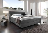 Beddenbriljant Boxspring Bravo - 140x200 - Antraciet - Bonellvering - Stof - Inclusief Topper - Bed compleet