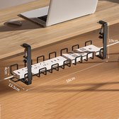 Kabelbeheer onder bureau zonder boor, metalen draadkabellade, kabelgoot onder bureau, draadbeheerrek, past op de meeste tafels(58cm lang)