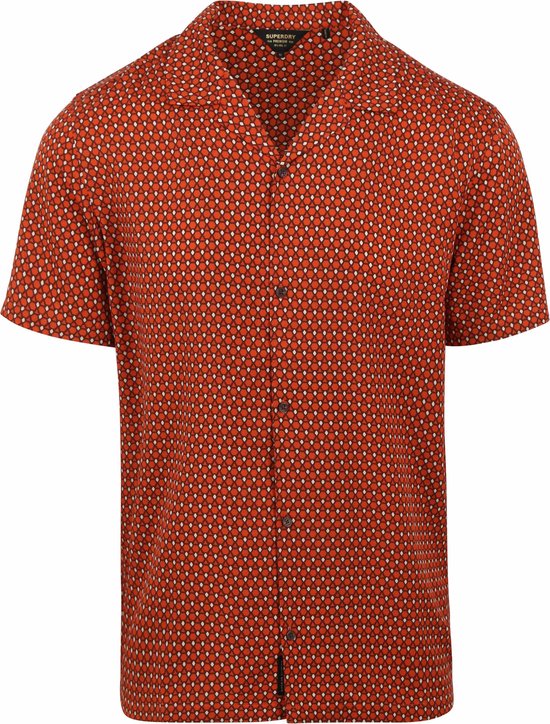Superdry - Chemise manches courtes Rouge Philomena Red Print - Homme - Taille L - Coupe moderne