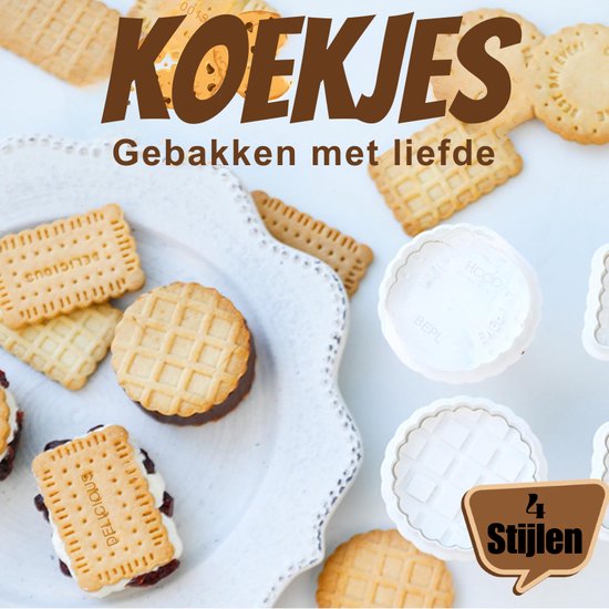 Generic - Bloem uitsteekvormpjes, 4 stuks, koekjesvormen, kunststof stempels, voor sandwich, jam, koekjes