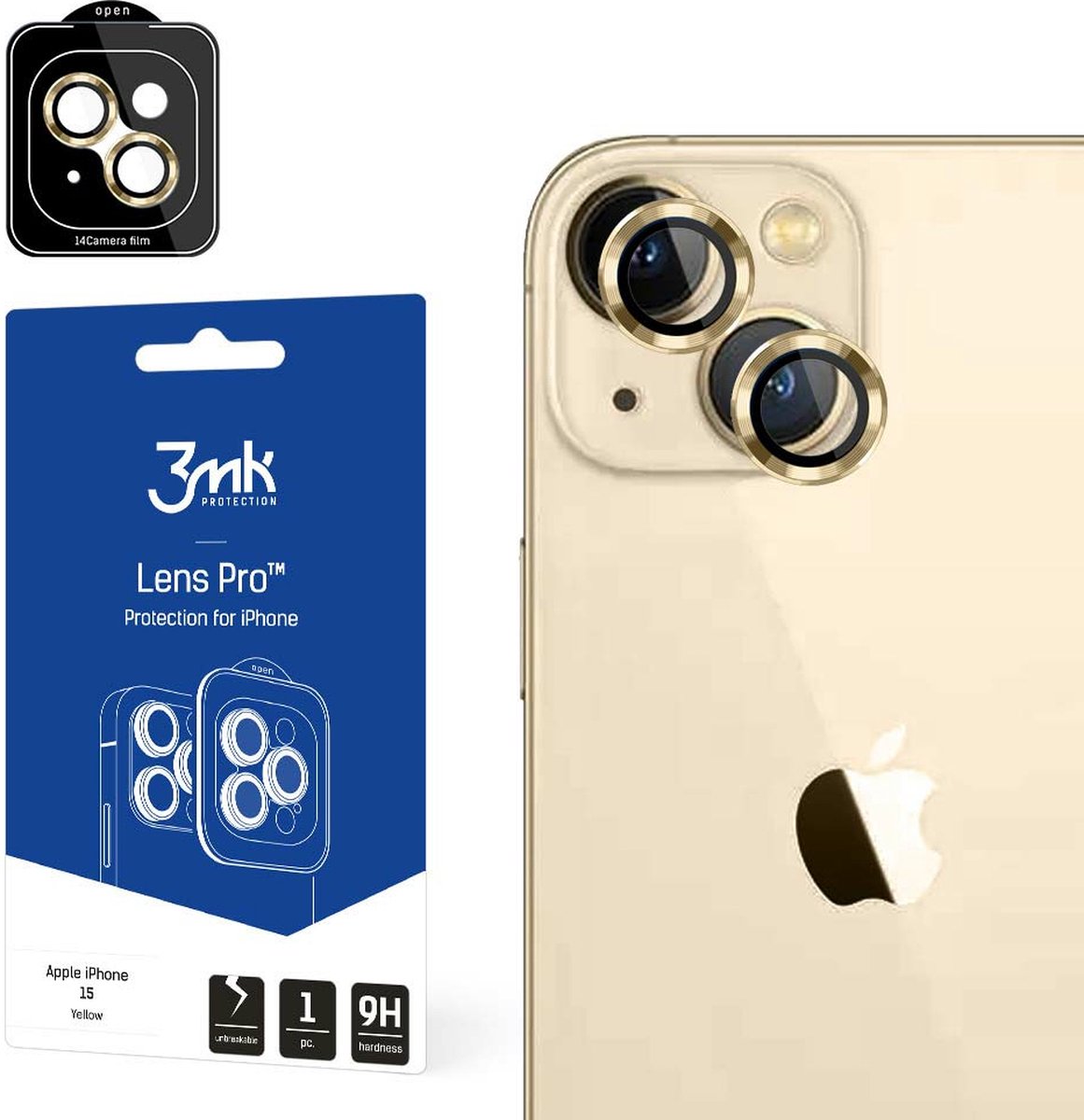 Apple iPhone 15 - 3mk Lens Protection Pro Yellow