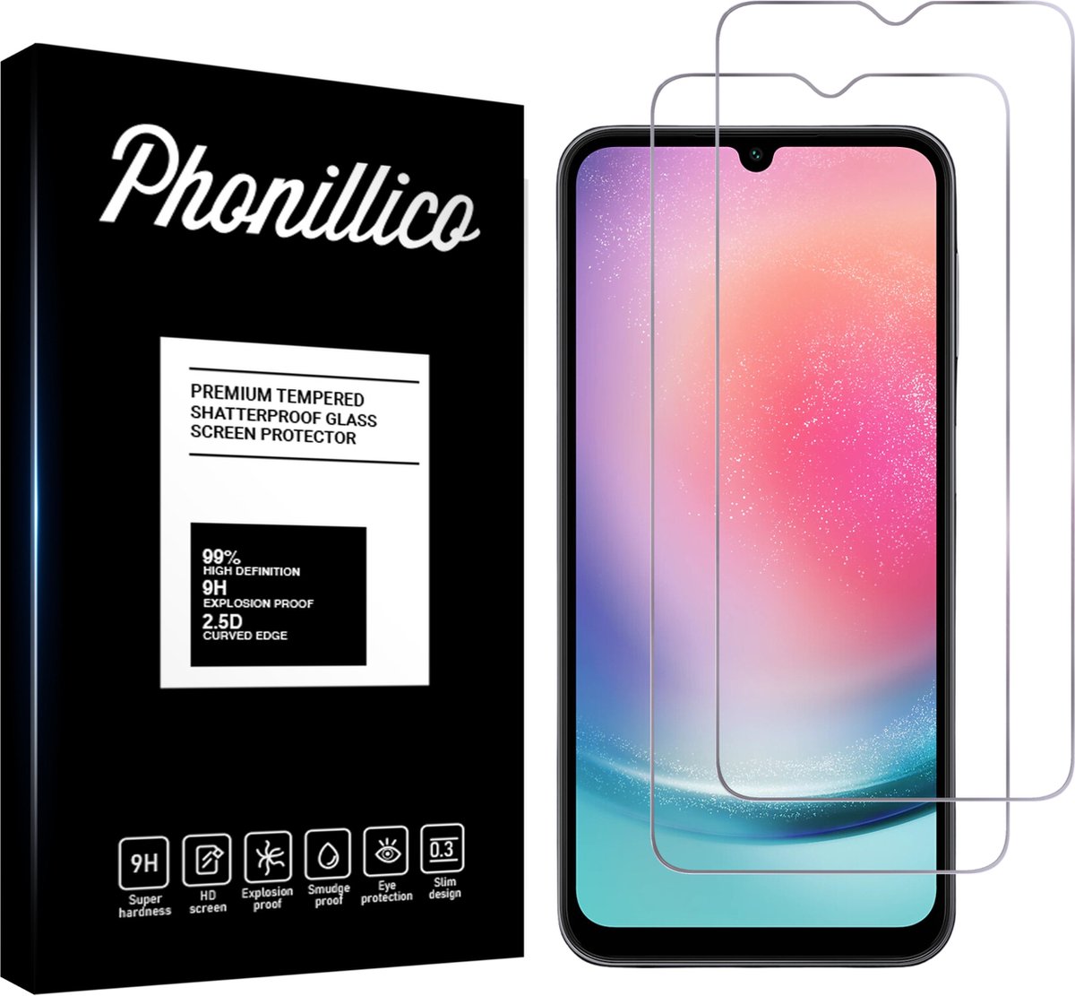 Screenprotector voor Samsung Galaxy A24 4G - 2 stuks Beschermglas van glas Transparante glazen schermbeschermfolie