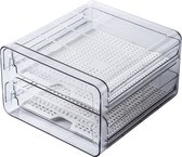 Velox Goods VL‑525 Koelkast Organizer – Stapelbare PET Opbergbox – Lade voor Groente, Fruit & Vlees – 24 × 21,5 × 14 cm – Transparant