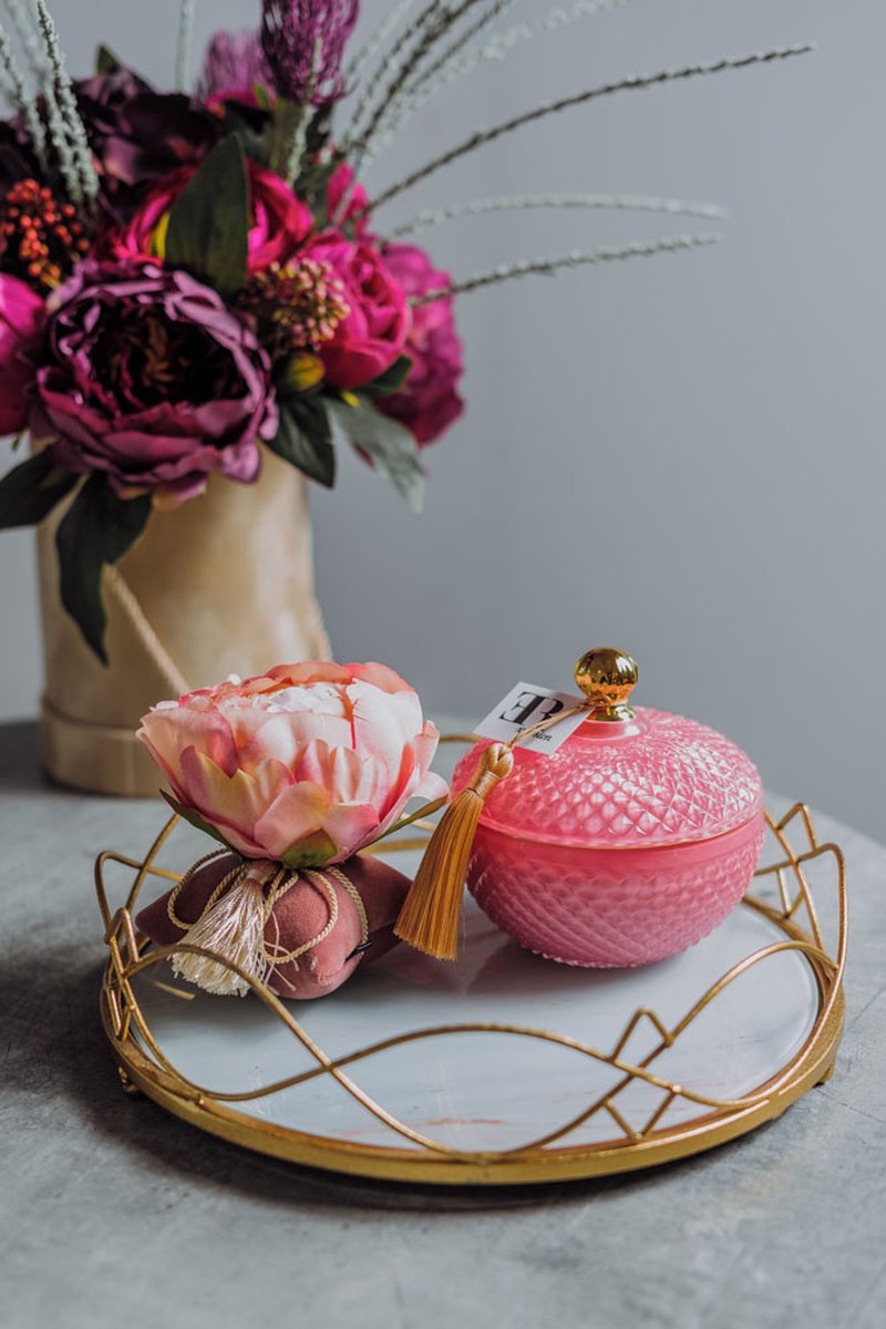 Geurkaars Rond Roze 340 ml - Inspired by Flower Explosion