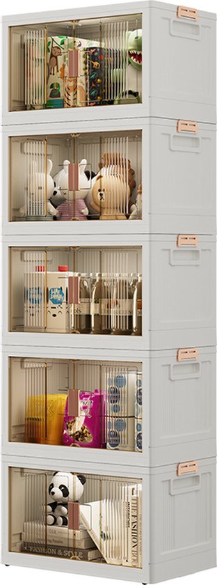 Foto: Opbergdozen opbergdozen met deksel opbergbox opbergkast opvouwbaar opbergkasten met deuren stapelbare opbergdoos breedte 68 cm 5 lagen opbergen organizer opruimen keuken badkamer woonkamer slaapkamer