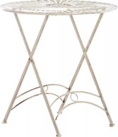 In And OutdoorMatch Ronde metalen tuintafel Lysanne - 4 personen - Weerbestendig - Creme - 71x71x71cm