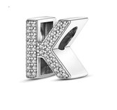 Zilveren Bedel K | Letter | Alfabet | ABC | Sieraden | Moederdag Cadeau | Past op alle bekende merken Armbanden | 925 Zilver Armband | Romystones