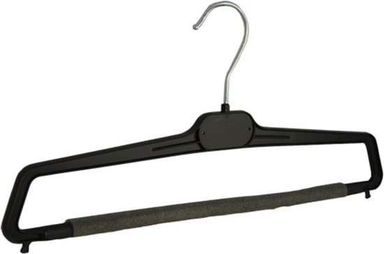 De Kledinghanger Gigant - 10 x Cintre à pantalon / cintre à pantalon en plastique noir avec barre à pantalon antidérapante (mousse 2 mm), 40 cm