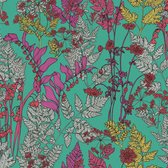 Papier peint à Fleurs Profhome 377516-GU papier peint intissé lisse à motif floral vert mat violet gris rouge 5,33 m2