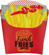 Apollo - French fries sokken giftbox - Maat 42/47 - Ketchup - Geschenkdoos - Cadeaudoos - Giftbox mannen - Friet sokken - Friet sokken heren