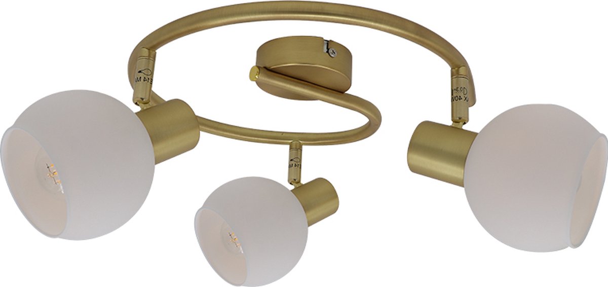 Olucia - AYLEEN - Plafondlamp - Wit / Messing - 3L - Vorm: Rond