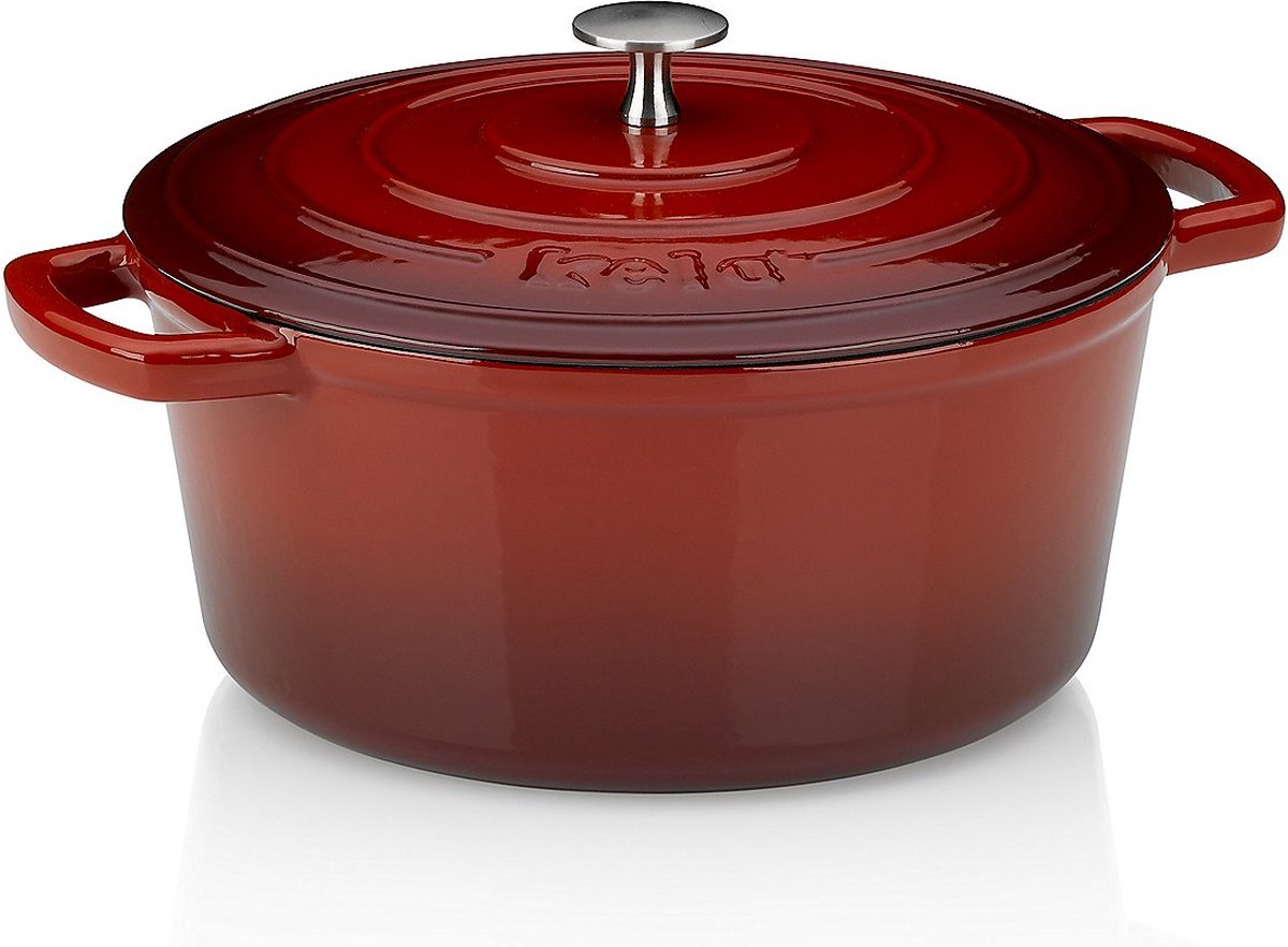 Braadpan Gietijzer Rood, 26 cm - Kela | Calido