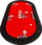 GAMES PLANET Pokermat - Pokertafel Kleed - Opvouwbaar - Bekerhouder - 180 x 79 cm - Rood