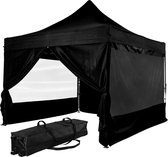 INSTENT Tuinpaviljoen PRO - Opvouwbaar - Met Opbergtas en 4 Zijwanden - Paviljoen - Partytent - 3 x 3 m - Zwart