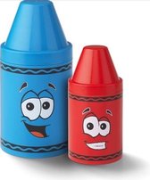 Ensemble de boîtes de rangement pour moules à craie 2 pièces, Blauw/ rouge - Polypropylène - Crayola