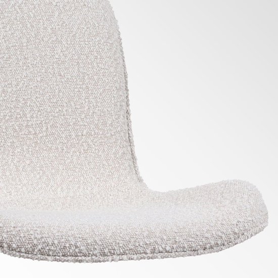 Nolon Nino-Fé Tabouret de Bar Bouclé Beige - Tissu - Piètement Zwart - 75 cm - Tabouret de Bar avec Dossier