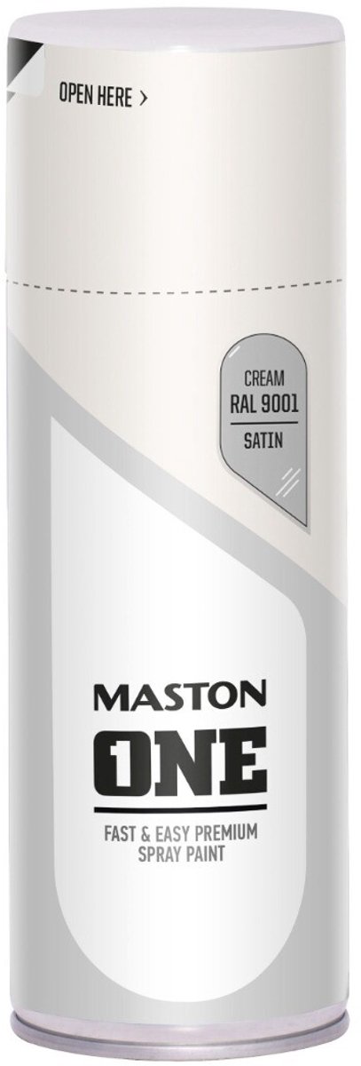 Maston ONE - spuitverf - zijdeglans - crèmewit (RAL 9001) - 400 ml - spuitbus verf