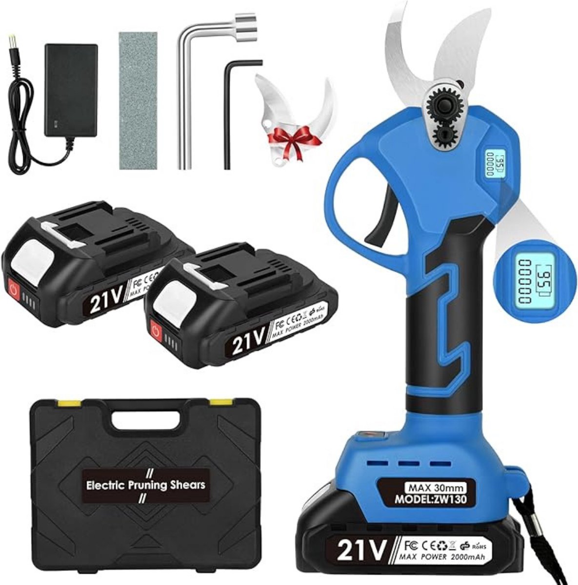 Thuys Professionele Snoeischaar met Accu – Takkenschaar – 4000mAh – Inclusief Draagtas – Oplaadbaar – Hoogste Kwaliteit 750W – Blauw
