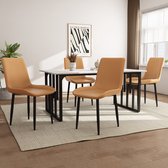 Sweiko Eetkamerstoel (4-pcs), 4-set gestoffeerde stoel ontwerp stoel met rugleuning, PU synthetisch lederen zitting, breed zitkussen met fijne naad randen, metalen frame, verstelbare voorpoten, bruin