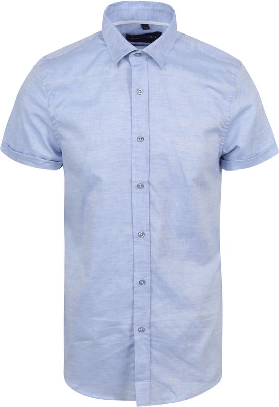 Suitable - Short Sleeve Overhemd Linnen Lichtblauw - Heren - Maat XL - Regular-fit
