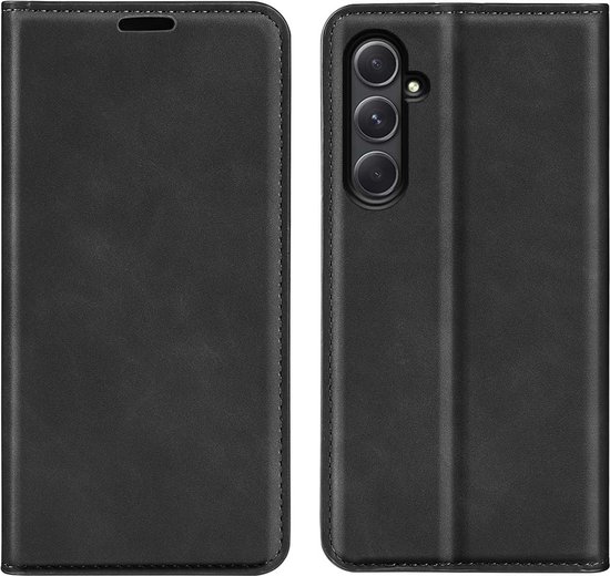 Foto: Samsung galaxy a55 hoesje luxe wallet bookcase magnetische sluiting zwart gsm hoesje telefoonhoesje geschikt voor samsung galaxy a55 a55 5g