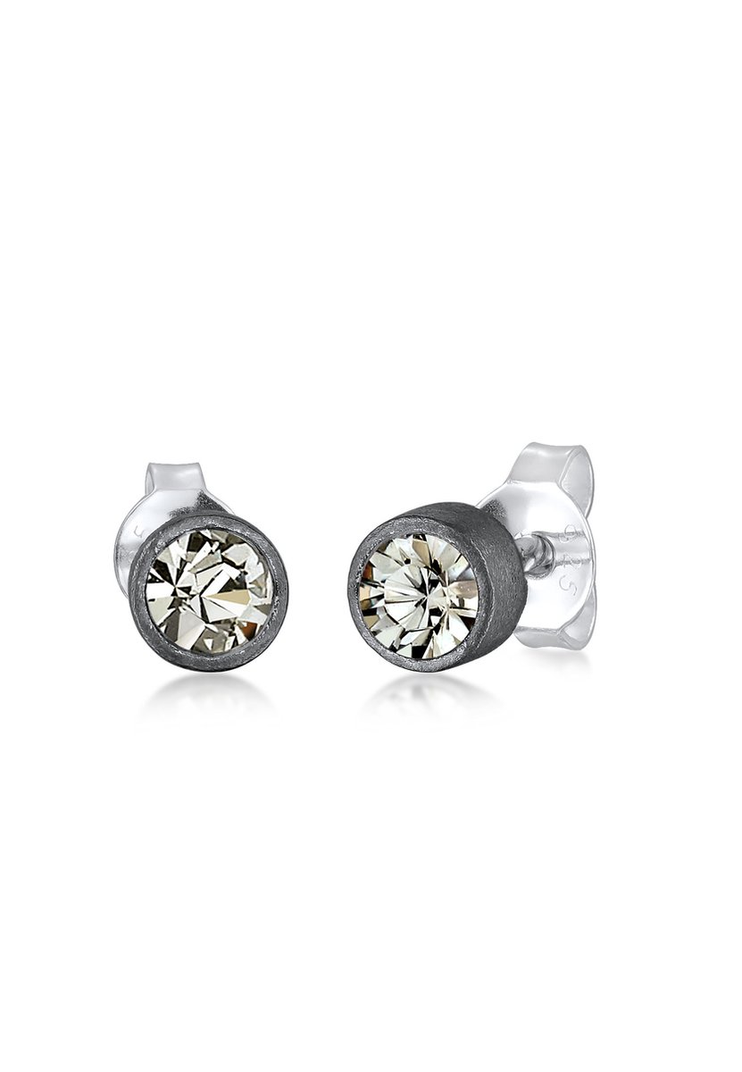 KUZZOI - Oorbellen - Heren oorsteker Rond Modern Basis met kristal in 925 sterling zilver - Heren