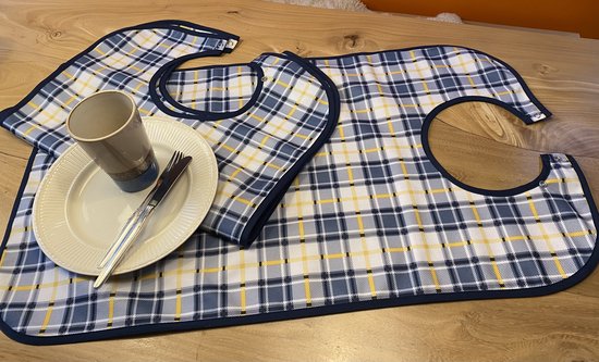 bavoir pour adultes, 50 x 90 cm imperméable, diamant bleu, bavoirs lavables pour adultes, bavoirs pour personnes âgées, grands bavoirs pour adultes