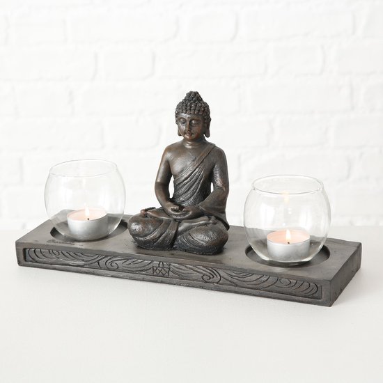 Vent lumière Bouddha - Lumière d'ambiance - Éclairage d'ambiance - Lanterne - Décoration de table - Accessoires de maison la maison - Bougeoir - Bouddha - Set de Décoration