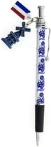 Pen tulpen Delfts blauw molen/vlag - Pen met sleutelhanger
