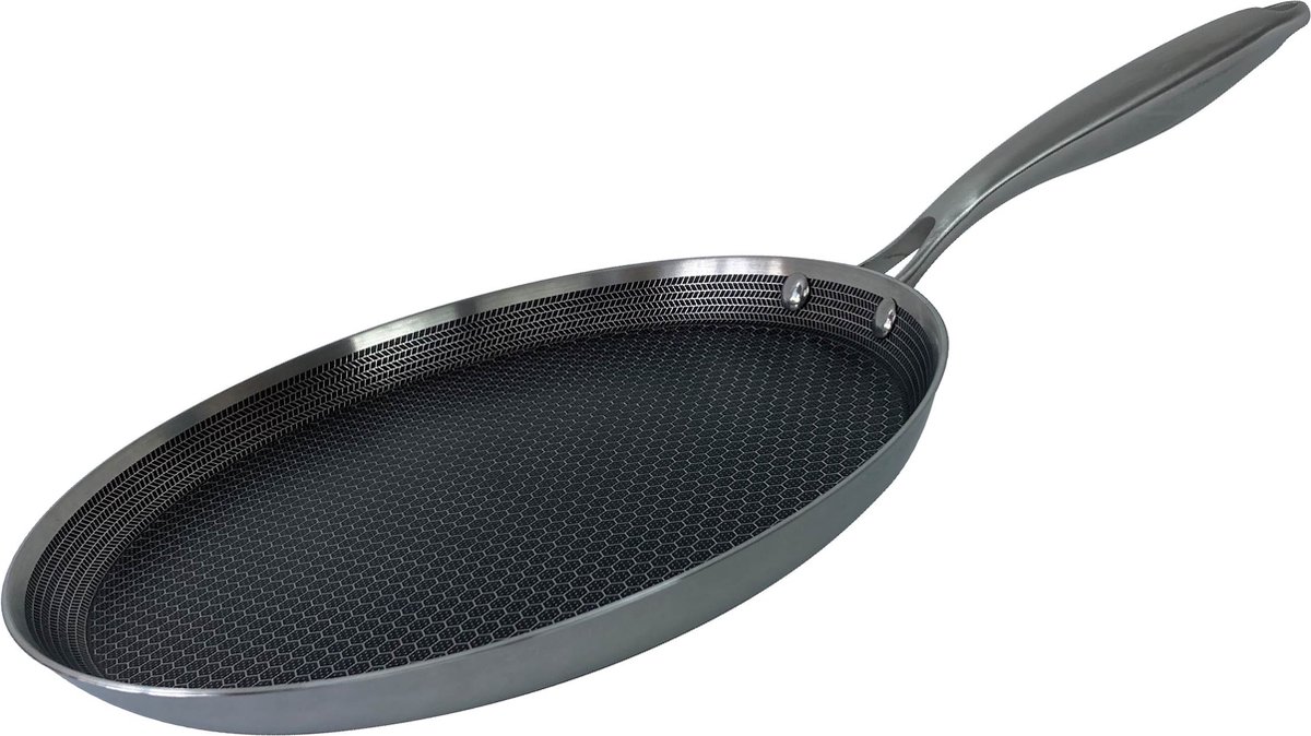 Cheffinger Premium Crêpe- en Pannenkoekenpan - 28cm - RVS - Honingraat - Hexagon - Honeycomb