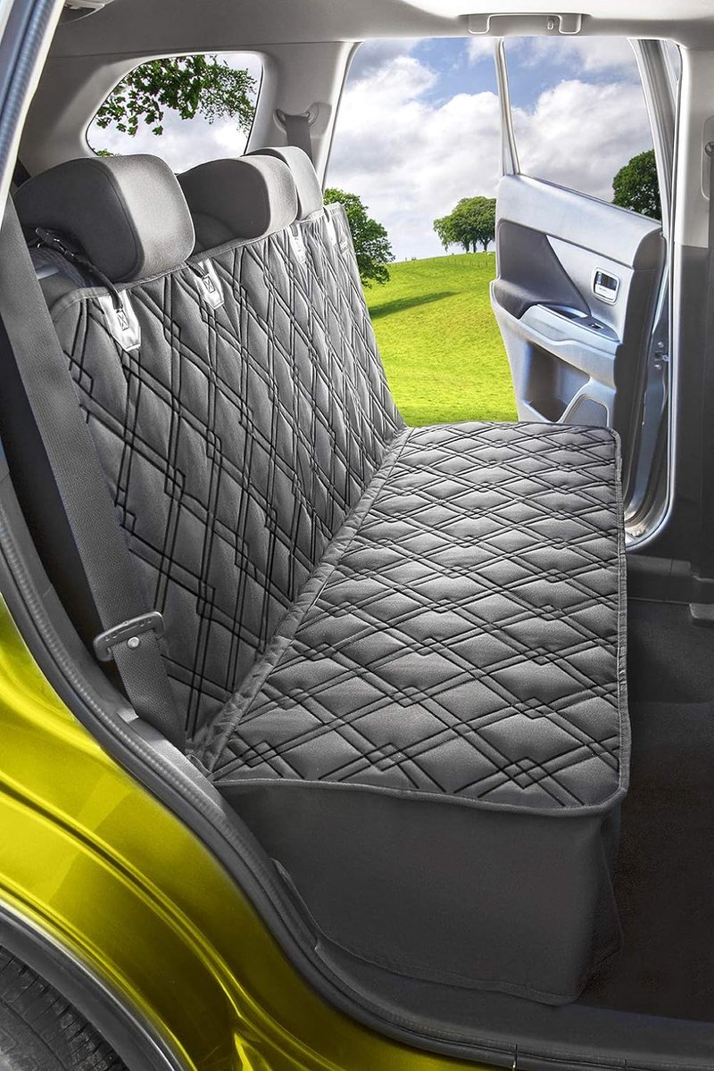 Image of Achterbankhoes, XL autodeken voor honden,universele deken voor huisdieren op de achterbank, in auto's, vrachtwagens en SUV's, gevoerd, antislip, waterdicht + veiligheidsgordel