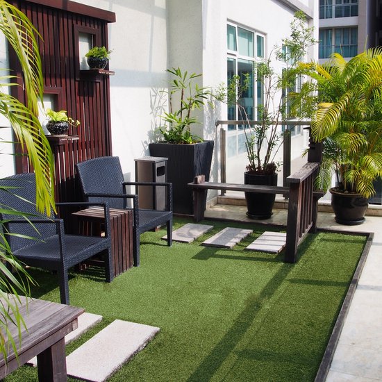 Tapiso Tapis de Gazon Natural Kunstgras Vert pour Jardin Balcon Terrasse Véranda Hauteur 6 mm Taille-400x400