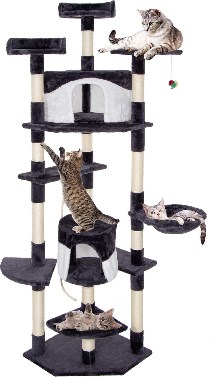 Springos Krabpaal - 11 Etages - Voor Katten - Meubelbescherming - 203 cm