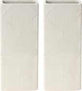 Waterverdamper radiator - 2x - wit - met relief - kunststeen - 18 cm - luchtbevochtiger