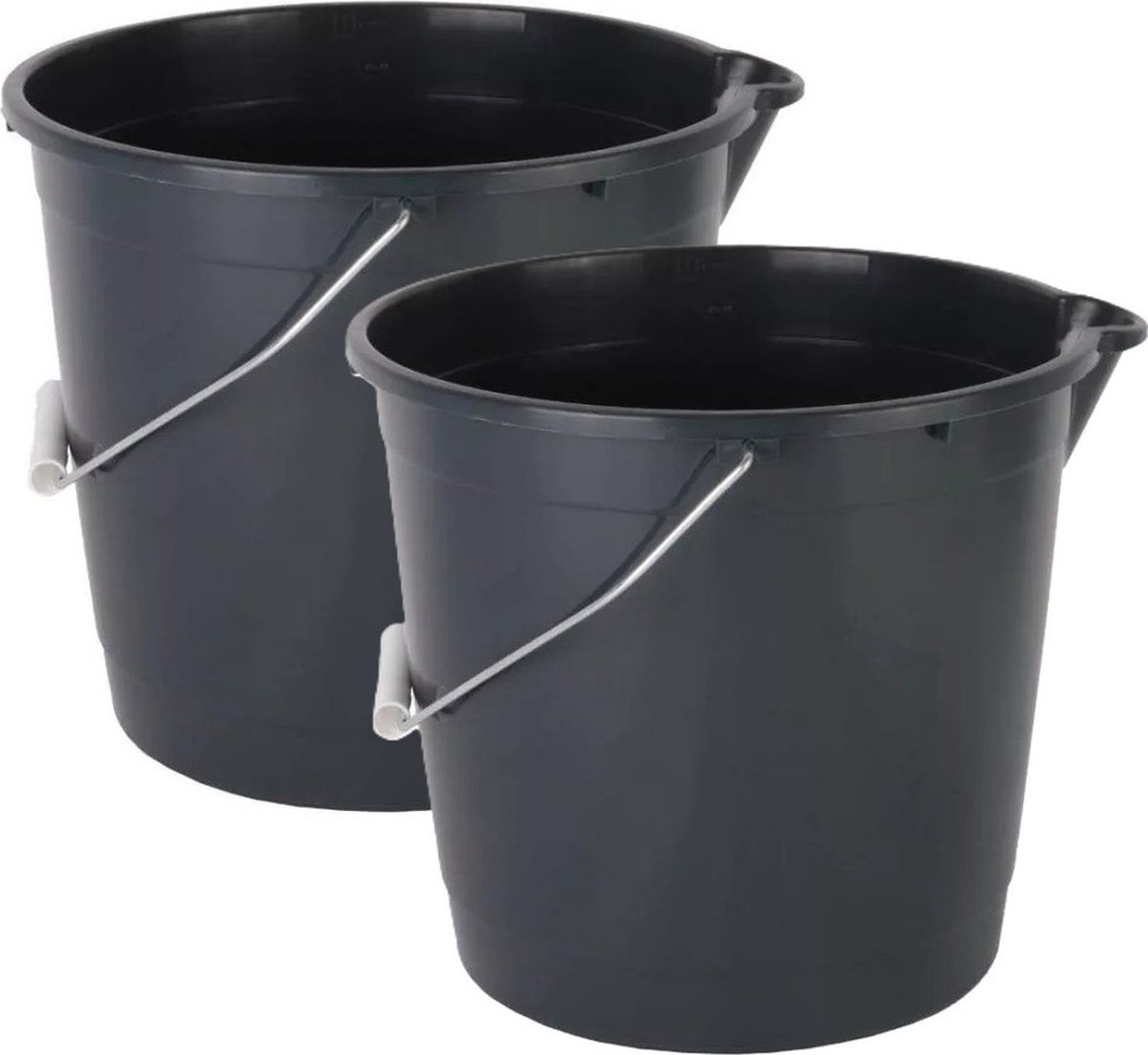 Goedkoopste Talentools Huishoud/schoonmaak emmer met tuit - 2x - 10 liter - zwart - multifuctioneel