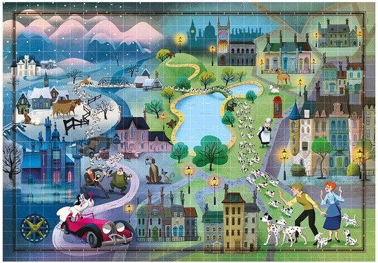 Clementoni - Puzzel 1000 Stukjes - Disney Maps 101 Dalmatiërs - Puzzel Voor Volwassenen en Kinderen - 14-99 jaar - 39665